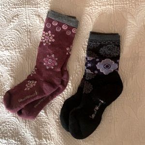 Two pairs of floral Smartwool socks